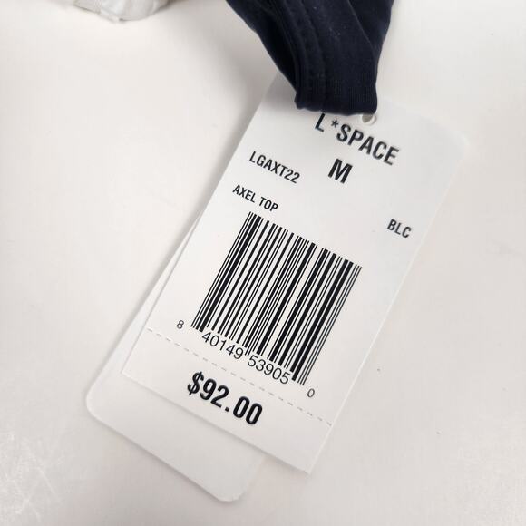 L*Space Axel Bikini Top in Black & Cream Size Medium NWT One Shoulder - Picture 4 of 5